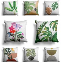 모노기와 식물꽃 미니멀 모던아트 프린트 차박/소형/캠핑 쿠션커버 30x30 70종, 2104-017-달빛나뭇잎