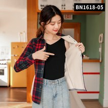 여성기모셔츠 융털 체크남방 하늘비즈 A25 R712U956