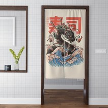 현관가림막 중문커튼 미니 천 일본 우키요에 인쇄 분할 도어 커튼 주방 레스토랑 입구 파티션 스시 이자카야