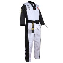 블랙 레드 블루 태권도 유니폼 훈련 태권도 정장 자수 TKD 유니폼 Doboks, 02 Style1 Black