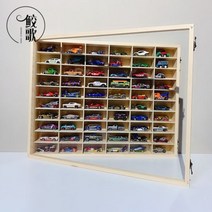 원목 토미카 미니카 피규어 정리대 장식장 우드 진열장 60칸, 60개의 구획과 문이 있는 순목 자동차