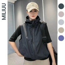 봄 여름 여성 캐주얼 조끼 민소매 후드집업 자켓 점퍼 경량 루즈핏