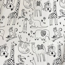 원단샘플 원단스와치 패브릭천 2세트 Syunss 블랙 기린 동물 프린트 코튼 원단 DIY 티슈 패치 워크 Telas, 01 white_03 50x80 CM