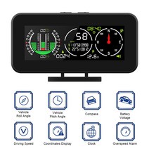 차량 속도계 hud 카플레이 모니터 gps 오프로드 액세서리 자동차 헤드 업 디스플레이 과속 경보 m60 디지털 속도 슬로프 미터 나침반 경사계
