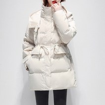 마이시즌 여성용 비올라 스트링 후드 집업 하프 패딩