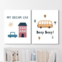 키즈룸 아이방 액자 - 컬렉션자동차8종 - 아기방 어린이집 그림 일러스트 액자 노프레임 아크릴 아트룩스, 자동차04, 30cmx41cm, 아트락(아트룩스)