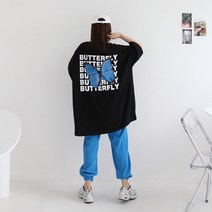 애플망고옷장 여성 오버핏 반팔 나비 롱박스 캐주얼 여름 롱티셔츠