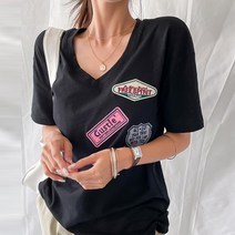 [나크21] (55~77) 와펜 포인트 V넥 슬라브 티셔츠 NK12-T-56