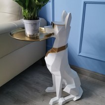 대형 도베르만 조각상 골드 선반 조형물 인테리어 장식품 북유럽 소품, 화이트