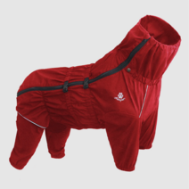 우디펫 강아지 사계절 올인원 2가지 색상 우비 레인코트 바람막이 윈드브레이커, 빨강, A타입(터틀넥O)