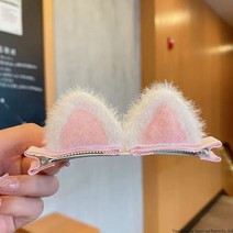 만화 고양이 귀 머리핀 빨간 어린이 한 쌍 머리핀 귀엽다 아기 머리핀 입체 머리 장식