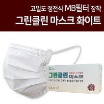그린클린 일회용 마스크 50매(화이트) 덴탈마스크 부직포마스크, 1개