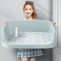 MEIISEO 반려동물 논슬립 실리콘 배변매트 강아지 화장실 소중형 기본형 간편 강아지 배변판 대형, 회색배경에흰색그물울타리, 50X40x13cm