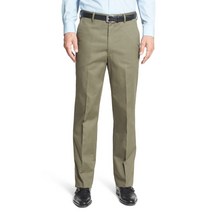 BERLE 매뉴팩쳐링 플랫 프론트 클래식 핏 코튼 드레스 팬츠