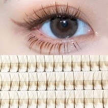 루즈루나 아이돌 가닥 속눈썹 셀프 연장 속눈썹 인조 연예인 붙이는 인조 눈썹 바비인형, 브라운, 9mm