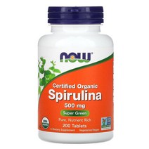 나우푸드 유기농 인증 스피루리나 500mg 200정, 500 mg, 100 개