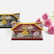 [박씨상방] 명품 나전칠기 금장 기와 자개명함함, 빨강