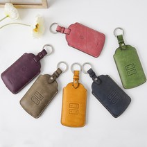 [에첼소] 르노코리아 (르노삼성) / 탈리스만 가죽 스마트키케이스 자동차키홀더, RK-01(태풍로고), 미니스트랩 - 각인 안함, 빈티지 핑크