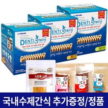 포켄스 덴티페어리 덴탈껌 1박스 + 국내수제간식 멍도락 애견간식 강아지껌, 디스펜서 SS 124개입, (증정) 국내수제간식 멍도락 치킨연어스틱 50g