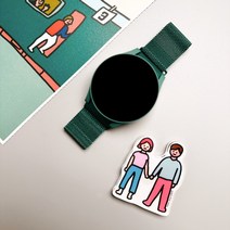 스페이스쉴드 갤럭시워치 5/4 40mm 44mm 호환 날개형 메탈 밀리네즈루프 스틸 밴드 시계줄 20mm 스트랩 12color, 알파인그린