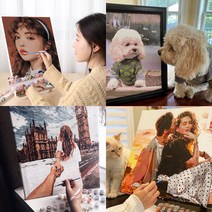 트렌드포유 DIY 유화그리기 주문제작 사진 그림그리기세트 24 36 42색 캔버스페인팅, 50 x 70 size 24 color