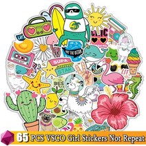 열대 우림 동물 스티커 노트북 물병 자전거 이트 보드 방수 차 수하물 스티커 팩 데칼, 65 PC VSCO