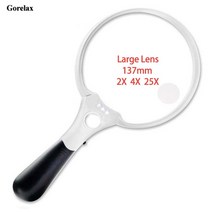 137mm 대형 휴대용 돋보기 3 LED 조명 렌즈 2X 4X 루페 읽기 식별 복구, 한개옵션0
