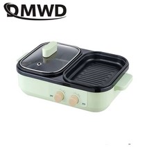 멀티쿠커 2IN 1 전기 냄비 스튜 쿠커 바베큐 그릴 다기능 비 스틱 프라이팬 플레이트 무연 로스터 110V/22, 03 AU