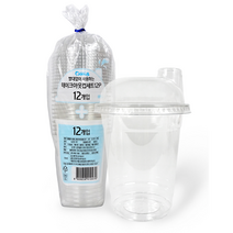 빨대없이 사용하는 테이크아웃컵세트 12개입 350ml 일회용투명컵 PET, 상세페이지 참조