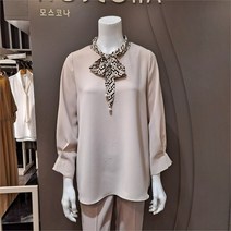 모스코나 SH02 스카프 8부소매 블라우스 mobl223z4