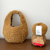 울클럽 둥둥뜨개 몽글백 DIY 패키지 + 코바늘 8호 + 부자재 + 도안, 카멜(실).코바늘8호.부자재(색상랜덤)