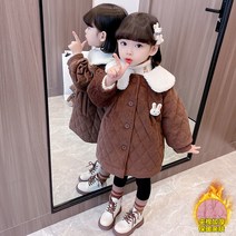 여아패딩 겨울 골덴 토끼 집업 면 도톰 기모 다운점퍼