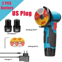 각도절단기 슬라이딩 스탠드 12 v 앵글 그라인더 전기 그라인더 기계 세라믹 타일 목재 연마 연삭 절단기 목공 앵글 그라인더, 미국 2 배터리