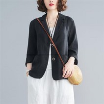 빅사이즈 여성 린넨 자켓 봄 여름 가을 얇은 긴팔 오버핏 여자 봄자켓 캐주얼 22년 linen jacket women JX0265