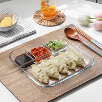 글라스 칸칸 나눔접시 2size 택1 / 다이어트식판, L(대)