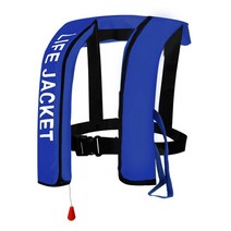 성인 낚시 자동팽창식구명조끼 바다 피싱 낚시복 슬림 레저 조끼 구명 팽창식 선상 수영, 프리사이즈, 블루 수동