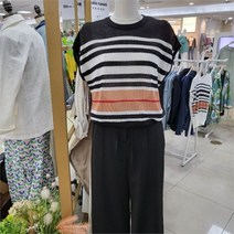 스테파니 DP01 배색 단가라 캡소매 니트 A22SW2212