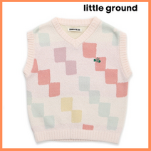 [리틀그라운드8] 데님인더박스(73111-220-01)체커보드베스트 아동조끼 니트조끼 봄신상 데일리룩
