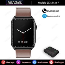 스마트워치밴드건강 혈당 온도 스마트 워치 NFC 블루투스 통화 ECG + HRV 모니터 방수 스포츠, 05 Leather black brown