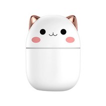휴대용 USB 가습기 만화 고양이 모양 미니 아로마 디퓨저 200ML 가정용 자동차 에센셜 오일 분무기 LED 램프, [01] 200ml, [05] WHITE