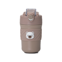 귀여운 대용량 빨대 텀블러 450ml, 다크카멜