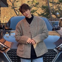 남자 모헤어 투톤 울 오버핏 가디건 앙고라 가을 봄 겨울