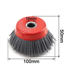 부품 부속 16mm Arbor 나일론 연마 컵 브러시 100mm/4 인치 휠 와이어 1 개 드릴 로타리 도구 목재 디버링 청소용, 03 grey