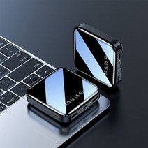 미니 Xiaomi 휴대용 보조베터리 대용량 Rrechargeable 10000mAh 미러 디지털 디스플레이 더블 LED 라이트, 01 Black