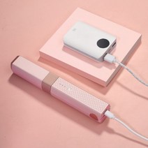 휴대용고데기 미니 슬림 헤어 고데기 2022 새로운 컬링 언 스트레이트 너 USB 충전 무선 세라믹 스타일링 도구 경기자 플랫 드라이, 분홍색