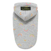 [도그도그] 기모스몰패턴후드.T 강아지옷 애견의류 강아지티셔츠 강아지후드티 기모면 귀여운 따뜻한, 그레이_무지개