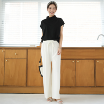 주름 통바지 아이보리