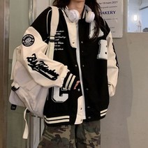 여성야구점퍼 과잠바 숏 항공 Deeptown빈티지 재킷 여성 유니폼 대표팀 야구 대형 스트리트웨어