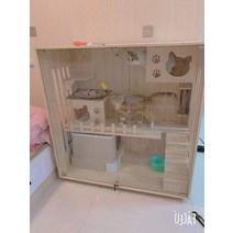 고양이호텔장 고양이철장 펜스 입원장 펫홈 대형철장 대형고양이장 애견장 애견호텔장 3단케이지 고급 단단한 나무 빌라 고급 공간 캐비닛 방 더블 레이어 슈퍼, 설치 서비스, 패키지 설치 패키지 위층