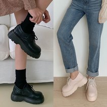 더스틴 플랫폼 통굽 직장인 대학생 데일리 가보시 옥스포드화 신발 클래식 심플 빈티지 캐주얼 통굽 레이스업 단화 끈 로퍼 키높이 굽있는 구두 5.5cm 225mm부터 250mm